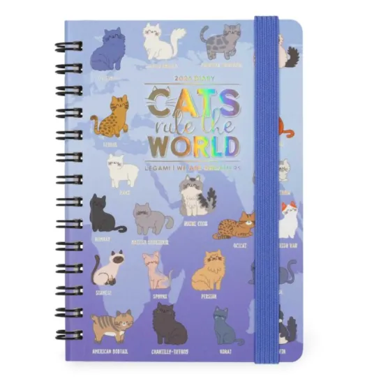 12-MONTH DIARY - 2025 - SMALL WEEKLY SPIRAL BOUND DIARY - KITTY